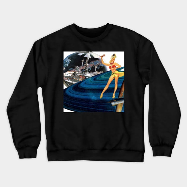 Dancing on Saturn Rings Crewneck Sweatshirt by snexus